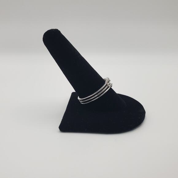 Touchstone Crystal Swarovski Sterling Silver Trio Ring Size 11 - Picture 2 of 7